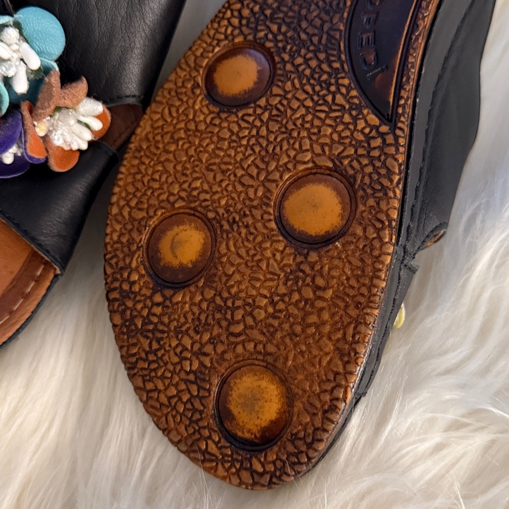 Sheridan Mia Black Leather Sandals with Colorful Floral Design🔥 - Picture 5 of 10